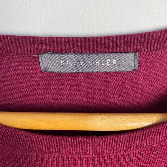 Suzy Shier Burgundy‎ Long Sleeve Crew Neck Tunic Sweater Top Size Large Women's - Picture 2 of 12